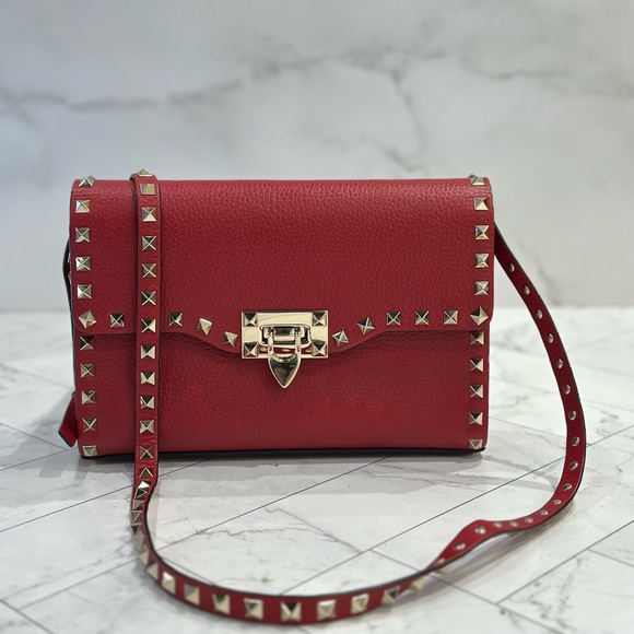 VALENTINO SMALL ROCKSTUD GRAINY CALFSKIN CROSSBODY BAG #45500 - Picture 1 of 8